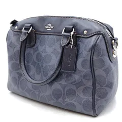 コーチ ハンドバッグ ショルダー 2WAY PVC レザー シグネチャー ネイビー F57672 レディース COACH