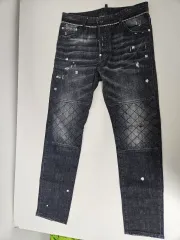 DSQUARED2 ブラック デニム キルティング ジッパー ウォッシングデニム 48サイズ