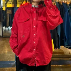 Tommy Hilfiger トミーヒルフィガー 90s レッド 月桂樹ロゴ シャツ