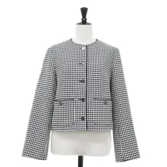 【美品】ANAYI アナイ ジャケット ブラック 黒 サイズ:38(M) | 25春夏 ドビーツイード クルー ジャケット | ノーカラー チェック柄 コットン | 日本製 | アウター ブルゾン 上着【レディース】【中古】