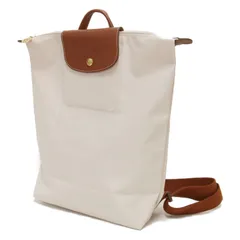 LONGCHAMP ロンシャン バッグ ベージュ | ル プリアージュ オリジナル M バックパック / リュック | レザーコンビ ナイロン | ブランド カバン【レディース】【中古】