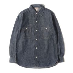 美品 ライトデニムシャツ POST O'ALLS E-Z NAVY 濃紺 開襟 - メルカリ