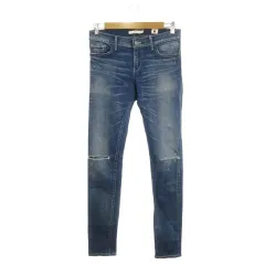 リーバイス Levi's 711SKINNY デニム ジーンズ 青耳 セルビッチ 27 青 ブルー ウォッシュ加工 ダメージ加工 スキニーフィット /AH17 ■GY58