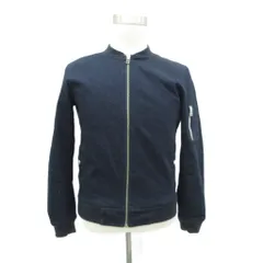 レイジブルー RAGEBLUE ブルゾンジャケット ミドル丈 M 青 ブルー スタンドカラー デニム風 /SM68 ■GY58