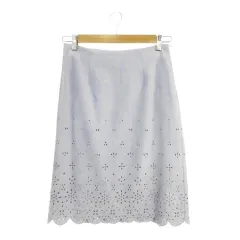 ナチュラルビューティーベーシック NATURAL BEAUTY BASIC タイトスカート フェイクスエード パンチング スカラップ ひざ丈 M 紫 パープル /AH12 ■GY58