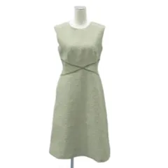 マリココウガ MARIKO KOHGA フォーマル ワンピース 38 ライトベージュ ノースリーブ ラウンドネック 織り柄 ミモレ丈 /YS24 ■GY58