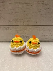 ハンドメイド　あみぐるみ　ぬいぐるみ　ひよこ　イースターエッグ