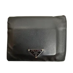 PRADA プラダ サフィアーノ レザー 二つ折り財布 F ブラック メンズ