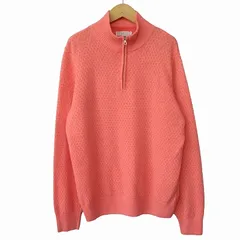 バーニーズニューヨーク BARNEYS NEW YORK ニット セーター ハーフジップ スタンドカラー ウール シルク混 カシミア混 総柄 ピンクのサムネイル