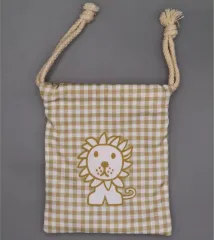 【中古】バッグ ライオン 巾着ポーチ 「タイトーくじ ブルーナアニマル Gingham Check Collection」 F賞