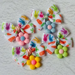 【在庫限り】10本 トリミングチョーカー 《102》 イースター うさぎ にんじん 花 兎 人参