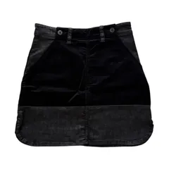 ARMANI JEANS アルマーニジーンズ スカート レディース サイズ38 Mサイズ　ブラック 黒 膝上丈 デニム コーデュロイ 異素材切替 サイドスリット ファスナー付き ポケットあり