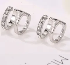 ★イヤーカフ ダブルライン ダイヤストーン シルバー2個セット