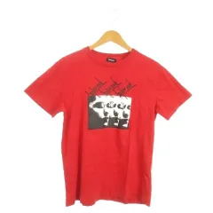 ディーゼル DIESEL Tシャツ M 赤 レッド 半袖 プリント ラウンドネック /AO18 ■GY61