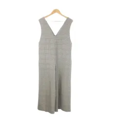 アダムエロペ Adam et Rope' サロペット オーバーオール パンツ ウール F グレー グレンチェック柄 Vネック ノースリーブ /CK22 ■GY61