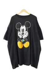 ヴィンテージ VINTAGE 90s 90年代 DISNEY MICKEY ディズニー ミッキーマウス お座りミッキー 青パン プリント 半袖 Tシャツ 黒ブラック ブランド古着ベクトル 中古250903