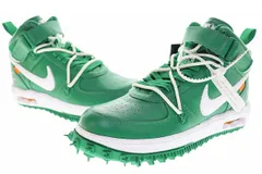 ナイキ NIKE ×OFF-WHITE AIR FORCE 1 MID SP LTHR AF1 DR0500-300 オフホワイト エア フォース ミッド  27.5cm 緑 パイングリーン 白 ホワイト【ブランド古着ベクトル】【中古】▲■240614