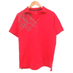 アンダーアーマー UNDER ARMOUR 美品 ポロシャツ L 赤 レッド Vネック ロゴプリント 幾何学模様 半袖 /TZ ■GY58