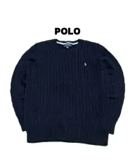 (XL) ポロ ラルフローレン ジュニア/ウィメンズ ケーブルニット ネイビー