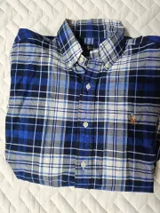 ポロラルフローレン ブルー 長袖 CHECK シャツ S サイズ