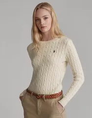 ポロラルフローレン 新モデル QR ケーブル編み ニット アイボリー クリーム XS