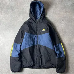 90s adidas 中綿 ライナー ナイロン パーカー ジャケット L / 90年代 オールド アディダス 3ストライプ パフォーマンス ロゴ