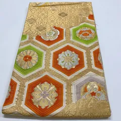 ［6836］袋帯 花亀甲吉祥文様 金銀糸 六通 正絹 着物 フォーマル 金