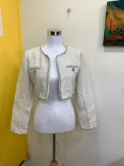 ツイード クロップド ジャケット 白