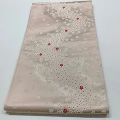 ［6840］袋帯 花流水文様 刺繍 六通 銀彩 正絹 着物 フォーマル