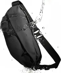 【新着商品】撥水 防犯 軽量 スリ対策 大容量 止水ファスナー 肩掛けバッグ 海外旅行 通勤 ショルダーバッグ (ブラック メンズ 幅37.5cm ボディバッグ 奥行き12cm 【雨にも負けず、スリにも負けない】 高さ17cm)