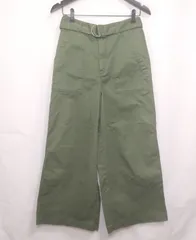 【229611】LOWRYS FARM ローリーズファーム  デニムパンツ　ジーンズ　ワイド　ボトムス　ポリ・コットン混　ベルト付き　ウエストゴム　M  ・ グリーン