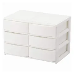 新品 サンカ ポスデコ カラーボックスにピッタリフィット 引き出し収納ボックス ワイド 浅3段(引出し6個) ホワイト ずれを防ぐラバーストッパー 重ねて使える スタッキングチェスト ロック機構 日本製 カラーボックス 収納ケース 小物 衣装 ボックス (幅3