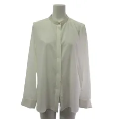 グリーンレーベルリラクシング ユナイテッドアローズ green label relaxing バイカラー シャツ ブラウス とろみ バンドカラー ベージュ ホワイト F 3511-1-000003