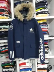 アディダス ネイビー フード ダウン アウター