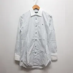 バーバリーブラックレーベル BURBERRY BLACK LABEL クレリック シャツ ストライプ柄 長袖 38 白 ホワイト コットン 正規品