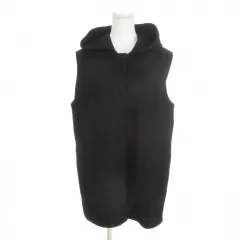 セオリー Theory ベスト 前開き フーディー ミドル丈 ウール カシミヤ混 S 黒 ブラック /AH17 ■GY61