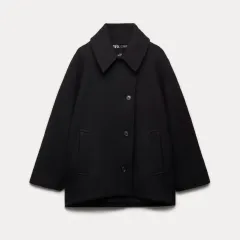 ZARA ザラ 万能 オーバーサイズ ウール クロップド コート ブラック 出品