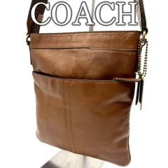 コーチ COACH レザー ショルダーバッグ ブラウン 本革 スムースレザー 縦型 フラット シンプル ミニマル クロスボディ ユニセックス オールドコーチ ヴィンテージ Y2K