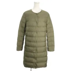 ユニクロ UNIQLO ULTRA LIGHT DOWN ダウンコート L 緑 グリーン カーキ 無地 ノーカラー 長袖 /AO16 ■GY61