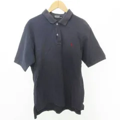 ポロ バイ ラルフローレン Polo by Ralph Lauren ポロシャツ 半袖 ワンポイント ロゴ スリット 薄手 Lサイズ 紺 ネイビー ■GY54