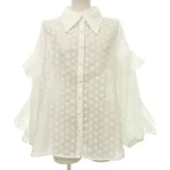 フラーネ Frene タグ付き シースルー オーガンジー ドット ブラウス 長袖 シャツ M 白 ホワイト