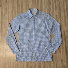 90 95) LACOSTE ラコステ ブルー ギンガム CHECK シャツ