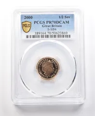 2000年 イギリス 1/2ソブリン金貨 PR70 DCAM PCGS *1156