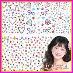 Dorasu 顔 シール 5枚セット ラインストーン シール フェイス キラキラ メイク 貼り付け可能 デコパーツ 顔面デコ 携帯電話装飾 ネイルデコパーツ DIY用品 手芸用品 祝日の贈り物 0