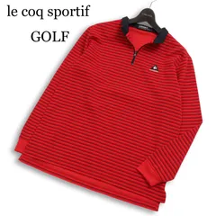 le coq sportif GOLF ルコック スポルティフ ゴルフ ウール混★ 長袖 ボーダー ハーフジップ ポロシャツ Sz.L メンズ 赤