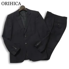 ORIHICA オリヒカ 通年 背抜き ウール★ ストライプ スーツ セットアップ ジャケット パンツ Sz.90Y4 メンズ 紺 ネイビー