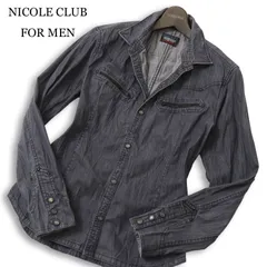 NICOLE CLUB FOR MEN ニコルクラブ フォーメン 通年 襟ワイヤー★ 加工 長袖 デニム シャツ Sz.48 メンズ