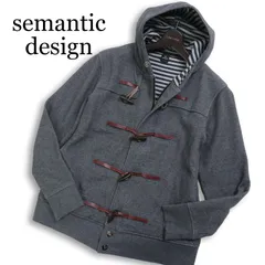 semantic design セマンティック デザイン 秋冬★ 裏地ボーダーダッフル ジャケット Sz.S～M位 メンズ 灰 グレーのサムネイル