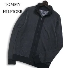 TOMMY HILFIGER トミーヒルフィガー 秋冬★ コットン ウール ニット ブルゾン ジャケット Sz.L メンズ 灰 グレー