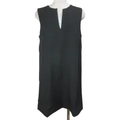 エイチ&エム H&M タグ付き ワンピース ひざ丈 ノースリーブ キーネック XS 160/88A 黒 ブラック /X